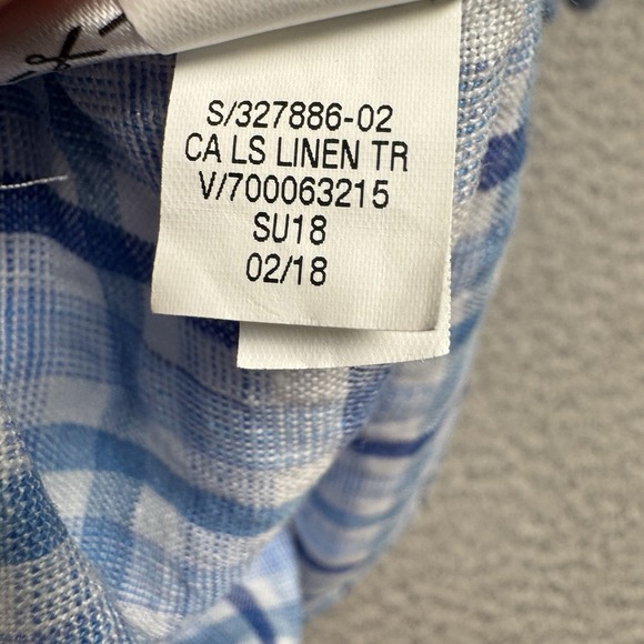 Banana Republic Shirt Men's Large‎ Camden Standard Fit 100% Linen Blue Plaid - Picture 10 of 10